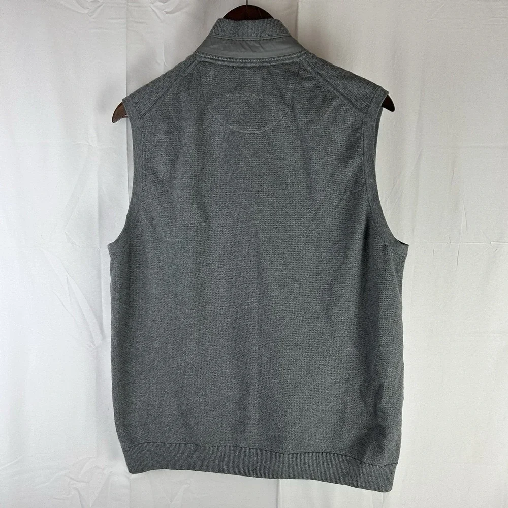 Tommy Bahama Island Zone Full‎ Zip Sweater Vest Mens L Gray Golf Preppy Coolmax